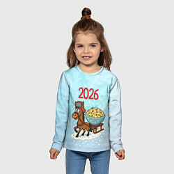 Лонгслив детский Лошадка везет тазик оливье 2026, цвет: 3D-принт — фото 2