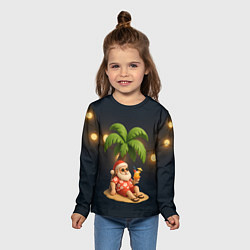 Лонгслив детский Санта чиллит под пальмой, цвет: 3D-принт — фото 2
