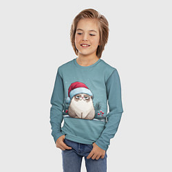 Лонгслив детский Мем котик - Новый год, цвет: 3D-принт — фото 2
