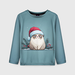 Детский лонгслив Мем котик - Новый год