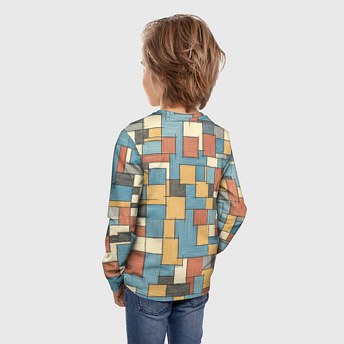 Детский лонгслив Конь и квадраты / 3D-принт – фото 4