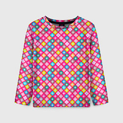 Детский лонгслив Разноцветный цветочный узор ретро