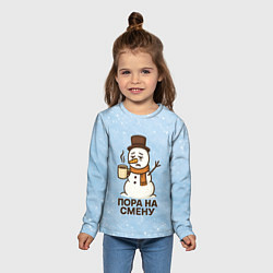 Лонгслив детский Грустный снеговик - пора на смену, цвет: 3D-принт — фото 2