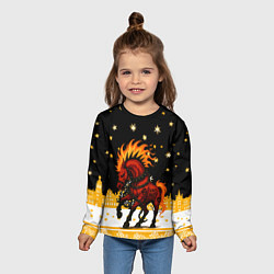Лонгслив детский Красная огненная лошадь панк 2026, цвет: 3D-принт — фото 2