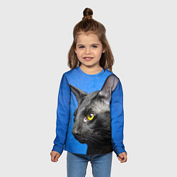Лонгслив детский Черный кот, цвет: 3D-принт — фото 2