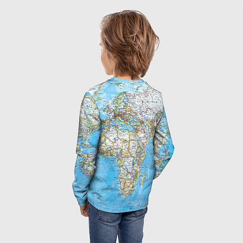 Детский лонгслив Карта мира - политическая / 3D-принт – фото 4