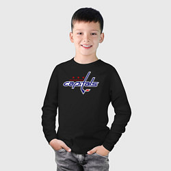 Лонгслив хлопковый детский Washington Capitals, цвет: черный — фото 2
