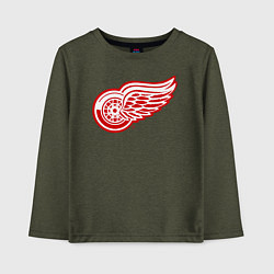 Лонгслив хлопковый детский Detroit Red Wings, цвет: меланж-хаки