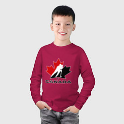 Лонгслив хлопковый детский Canada, цвет: маджента — фото 2