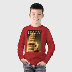 Лонгслив хлопковый детский Leaning tower of Pisa, цвет: красный — фото 2