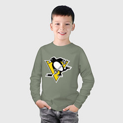 Лонгслив хлопковый детский Pittsburgh Penguins: Malkin 71, цвет: авокадо — фото 2