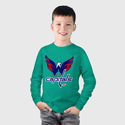 Лонгслив хлопковый детский Washington Capitals: Ovechkin, цвет: зеленый — фото 2