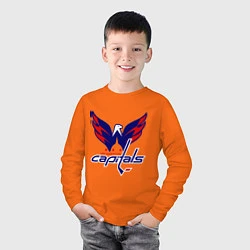 Лонгслив хлопковый детский Washington Capitals: Ovechkin, цвет: оранжевый — фото 2