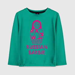 Лонгслив хлопковый детский Русская Барби, цвет: зеленый