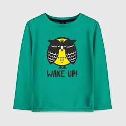 Лонгслив хлопковый детский Owl: Wake up!, цвет: зеленый