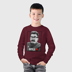 Лонгслив хлопковый детский Stalin: Style in, цвет: меланж-бордовый — фото 2