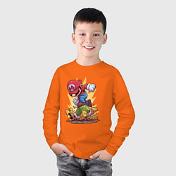 Лонгслив хлопковый детский Mario Rage, цвет: оранжевый — фото 2