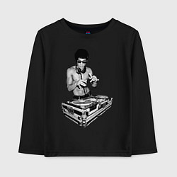 Лонгслив хлопковый детский Брюс Ли Dj, цвет: черный