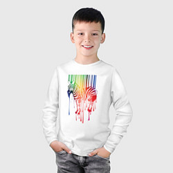 Лонгслив хлопковый детский Color zebra, цвет: белый — фото 2