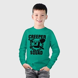 Лонгслив хлопковый детский Creeper Squad, цвет: зеленый — фото 2