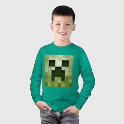 Лонгслив хлопковый детский Мinecraft creeper, цвет: зеленый — фото 2