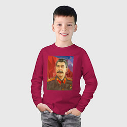 Лонгслив хлопковый детский Сталин: полигоны, цвет: маджента — фото 2