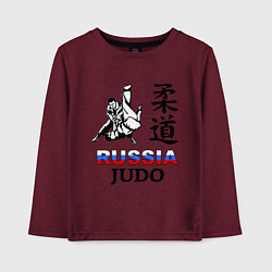 Лонгслив хлопковый детский Russia Judo, цвет: меланж-бордовый