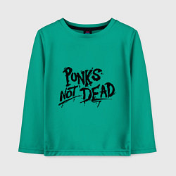 Лонгслив хлопковый детский Punks not dead, цвет: зеленый