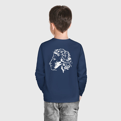 Детский лонгслив Я олдскул. А. С. Пушкин / Тёмно-синий – фото 4