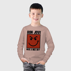 Лонгслив хлопковый детский Bon Jovi: Have a nice day, цвет: пыльно-розовый — фото 2