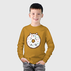 Лонгслив хлопковый детский Кот пончик, цвет: горчичный — фото 2