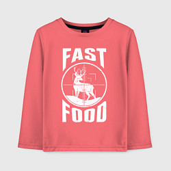 Лонгслив хлопковый детский FAST FOOD олень в прицеле, цвет: коралловый