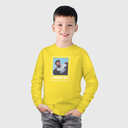 Лонгслив хлопковый детский Eldzhey: Sayonara Boy, цвет: желтый — фото 2