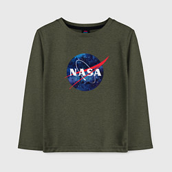 Лонгслив хлопковый детский NASA: Cosmic Logo, цвет: меланж-хаки