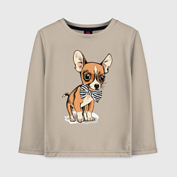 Лонгслив хлопковый детский Чихуахуа с бабочкой, цвет: миндальный