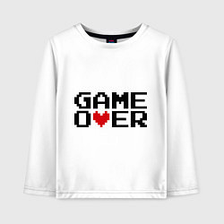 Лонгслив хлопковый детский Game over 8 bit, цвет: белый