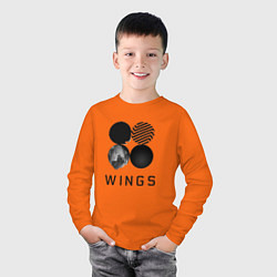 Лонгслив хлопковый детский BTS Wings, цвет: оранжевый — фото 2