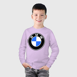 Лонгслив хлопковый детский Logo BMW, цвет: лаванда — фото 2