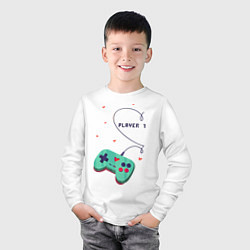 Лонгслив хлопковый детский Perfect Team: Player 2, цвет: белый — фото 2