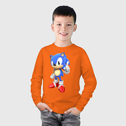 Лонгслив хлопковый детский Classic Sonic, цвет: оранжевый — фото 2