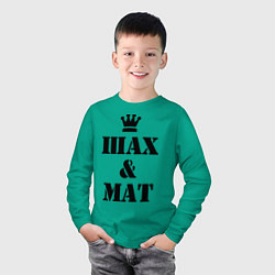 Лонгслив хлопковый детский Шах и мат, цвет: зеленый — фото 2