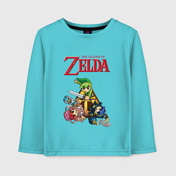 Лонгслив хлопковый детский Zelda: Tri force heroes, цвет: бирюзовый