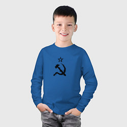Лонгслив хлопковый детский СССР: Серп и молот, цвет: синий — фото 2