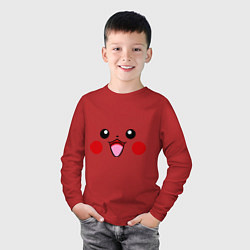 Лонгслив хлопковый детский Happy Pikachu, цвет: красный — фото 2