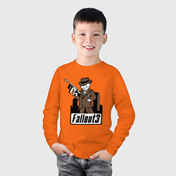 Лонгслив хлопковый детский Fallout Man with gun, цвет: оранжевый — фото 2