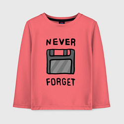 Лонгслив хлопковый детский Never Forget, цвет: коралловый