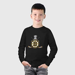 Лонгслив хлопковый детский Boston Bruins Hockey, цвет: черный — фото 2