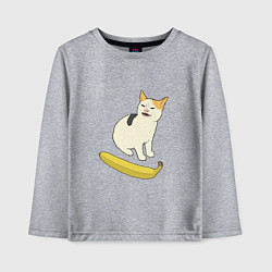 Лонгслив хлопковый детский Cat no banana meme, цвет: меланж