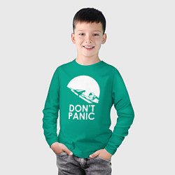 Лонгслив хлопковый детский Elon: Don't Panic, цвет: зеленый — фото 2