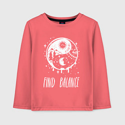 Лонгслив хлопковый детский Find Balance, цвет: коралловый